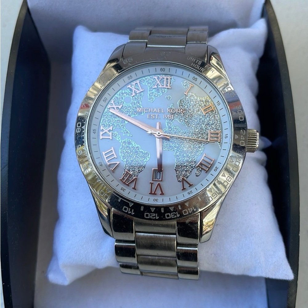 Michael Kors Two-Tone World Map women’s  Watch